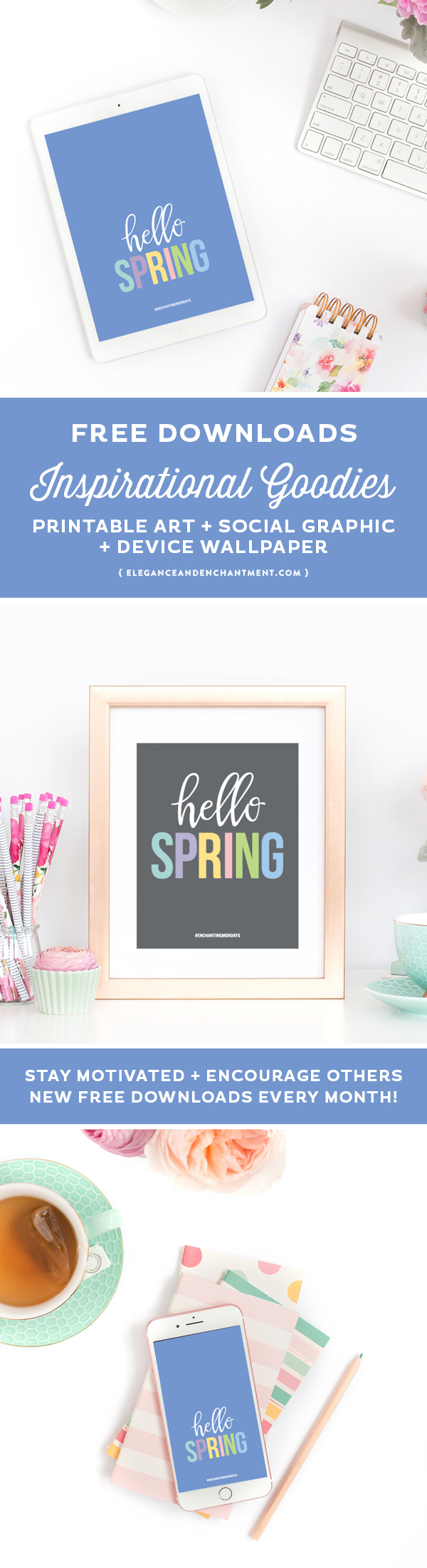 Hello Spring Printable Art, Device Wallpaper For Your - Picture Frame - HD Wallpaper 