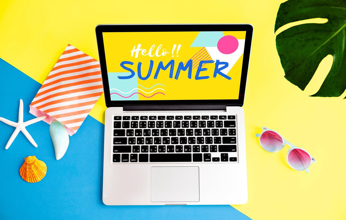 Photo Wallpaper Summer, The Inscription, Glasses, Laptop - Macbook Pro - HD Wallpaper 