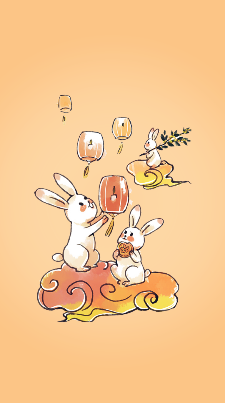 手繪 中秋 兔子 - HD Wallpaper 