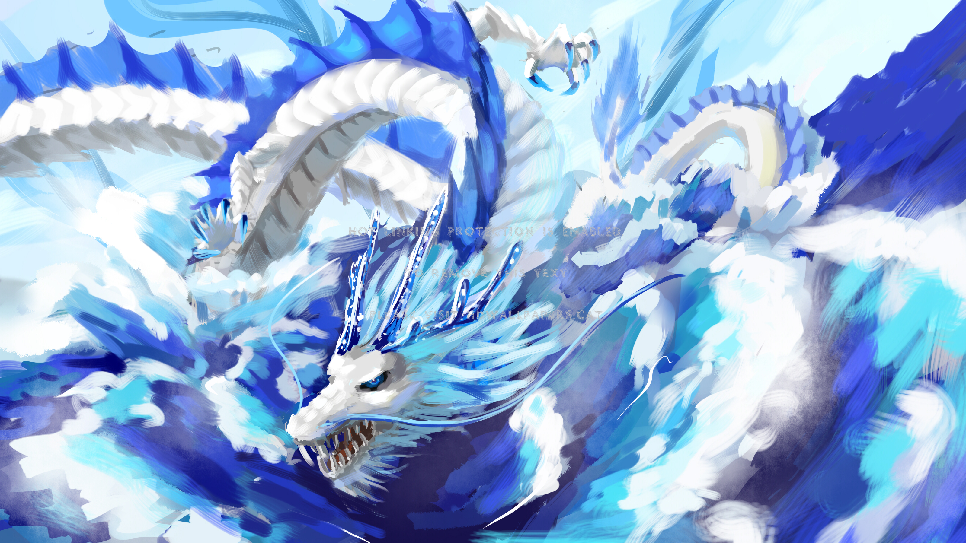White Water Dragon Scales Fur Blue Eyes - HD Wallpaper 