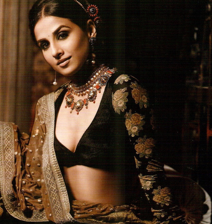 Vidya Balan In Black Dress-ec6db558d9 - Deep V Neck Saree Blouse - HD Wallpaper 