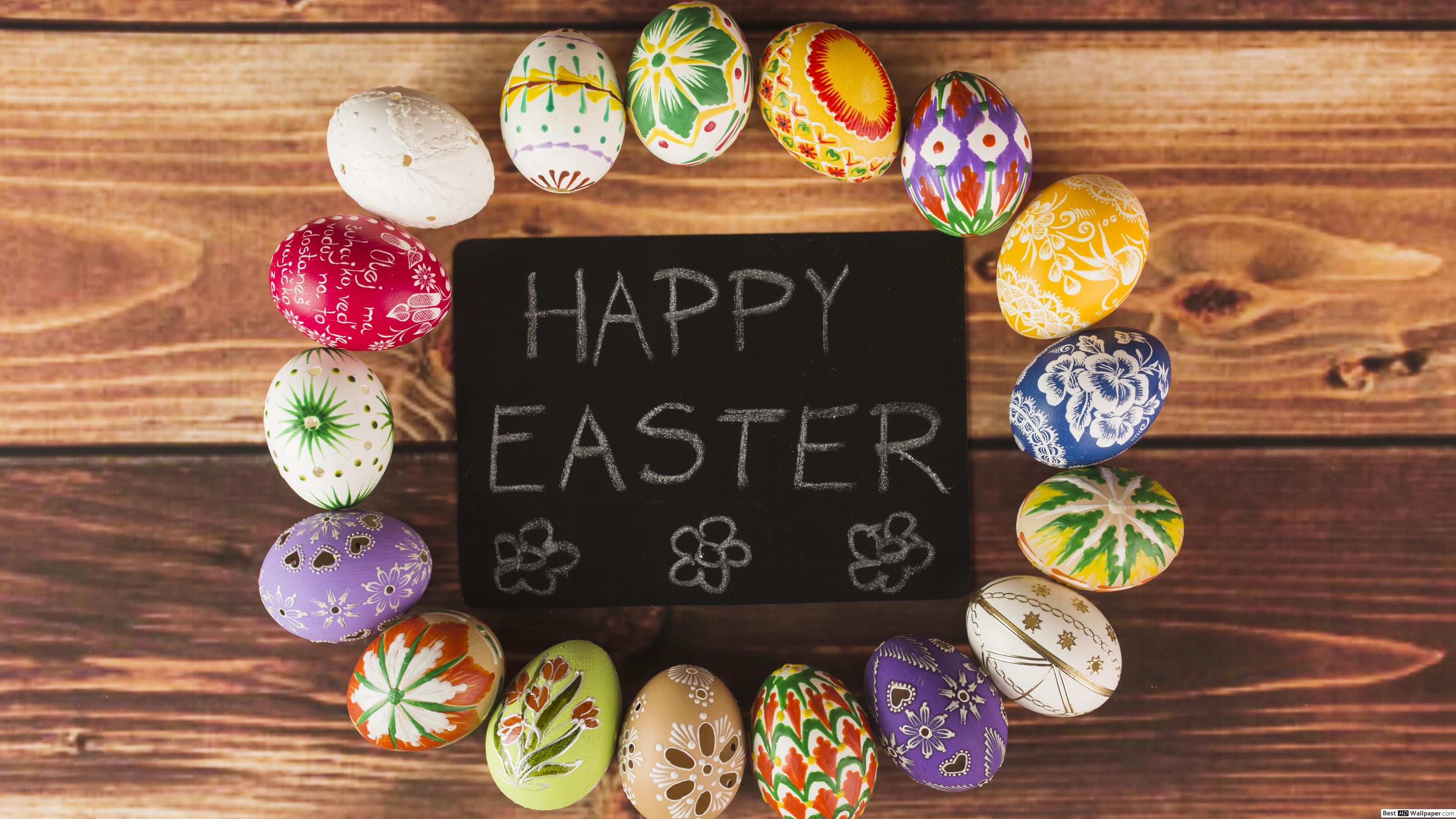 Happy Easter Wood Background - HD Wallpaper 