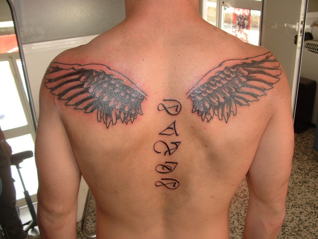 Angel Wings Tattoos With Name Small Wing Back Tattoo For Men 1024x768 Wallpaper Teahub Io