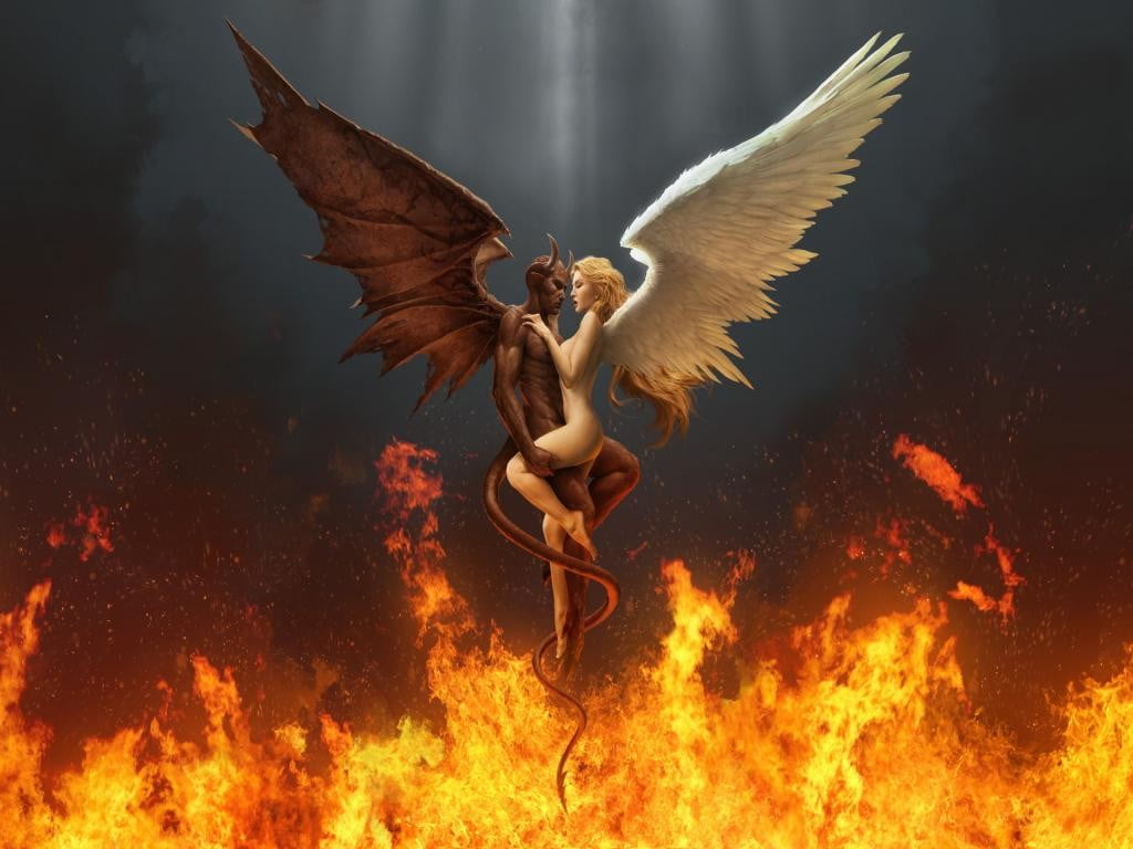 Angel And Devil Dancing - HD Wallpaper 