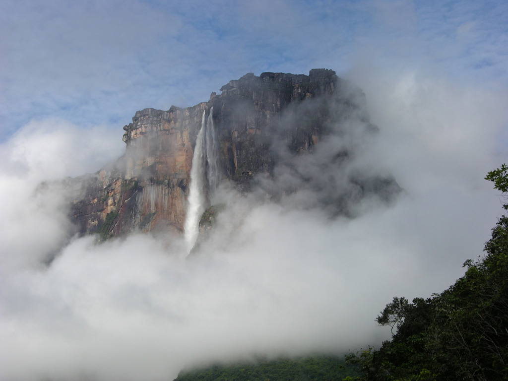 Free Download Angel Falls, Venezuela Full Size - Angel Waterfall Fog - HD Wallpaper 