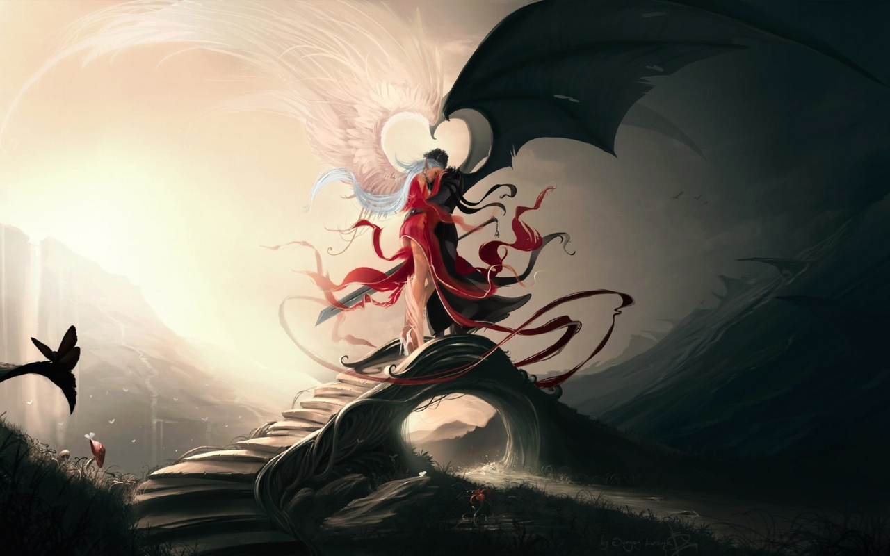 Love Angels Wallpapers - Angel And Demon In Love - 1280x800 Wallpaper - Love Angels Wallpapers - Angel And Demon In Love - 1280x800 Wallpaper -