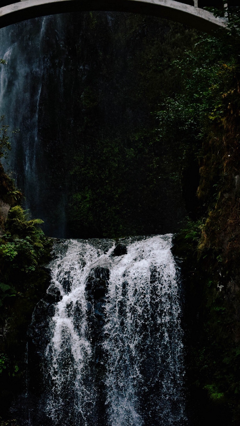 Wallpaper Waterfall, Trees, Dark - Dark Waterfall Wallpaper Iphone - HD Wallpaper 