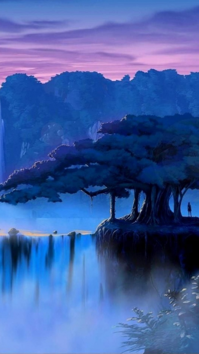 Waterfall Sunset Wallpaper Iphone - HD Wallpaper 