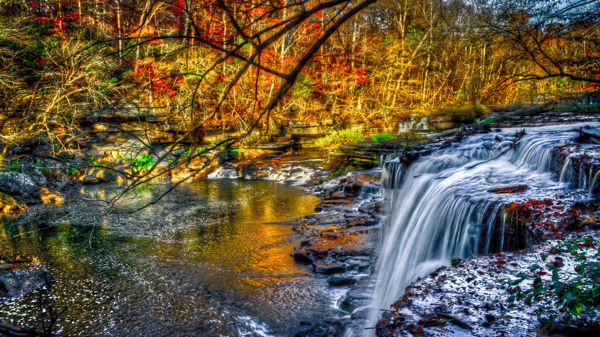 Wallpaper Waterfall, Forest, River, Nature - HD Wallpaper 