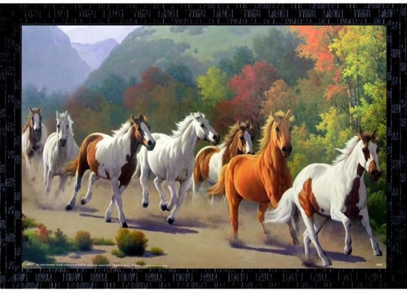 Lucky Seven Horses Painting - HD Wallpaper 