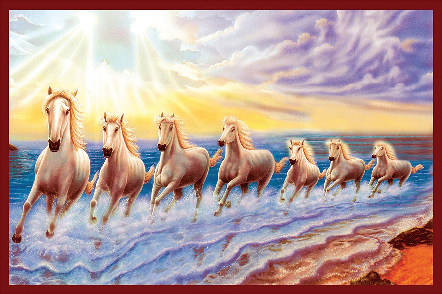 Seven Horse Running Sea Hd - HD Wallpaper 