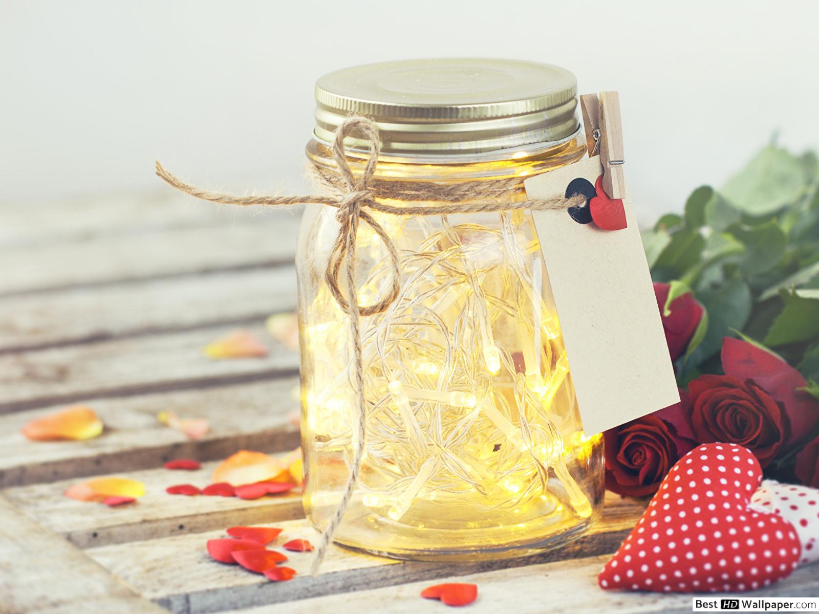 Jar With Letter And Lights - HD Wallpaper 