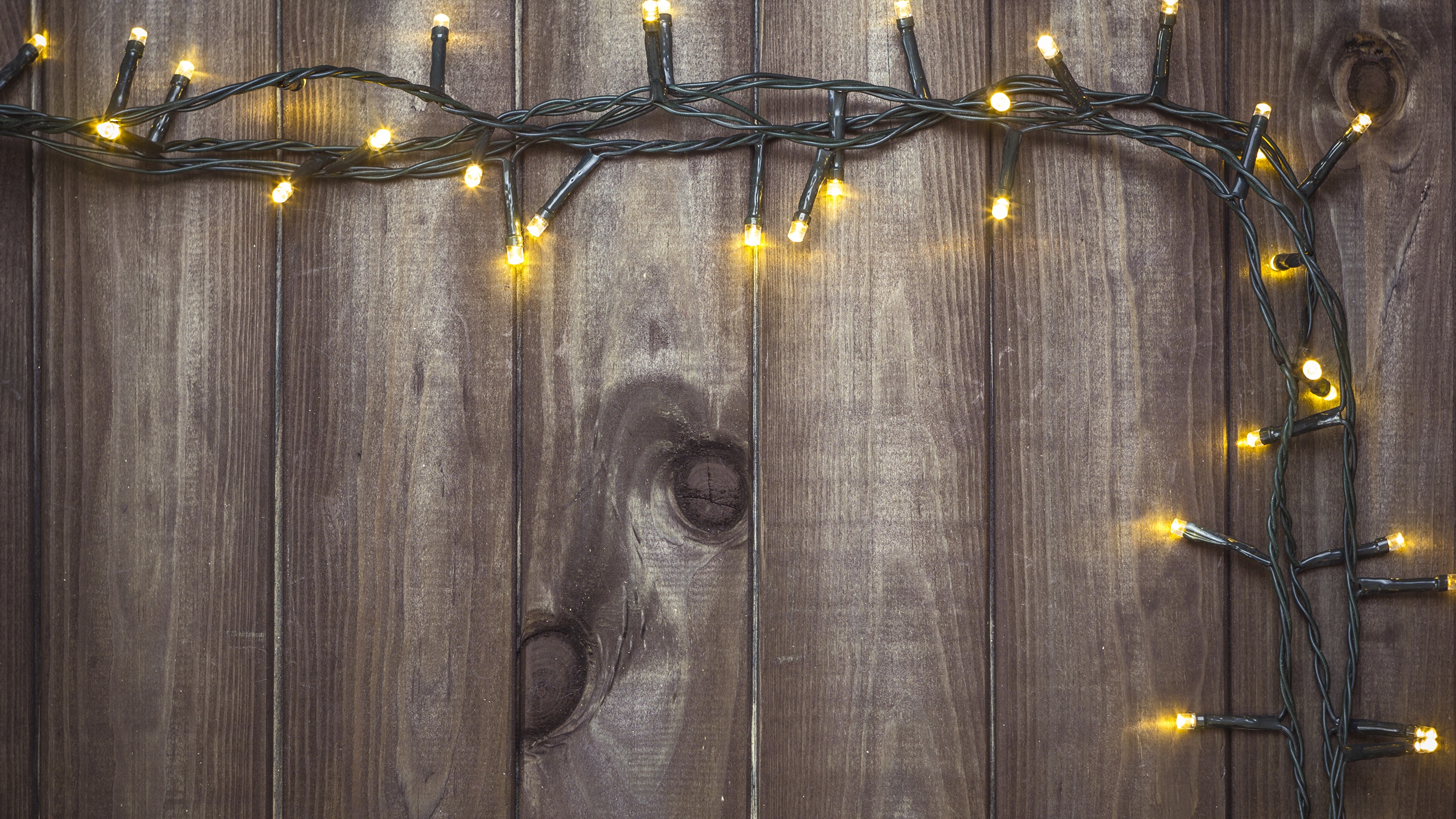 Wood With Fairy Lights - HD Wallpaper 