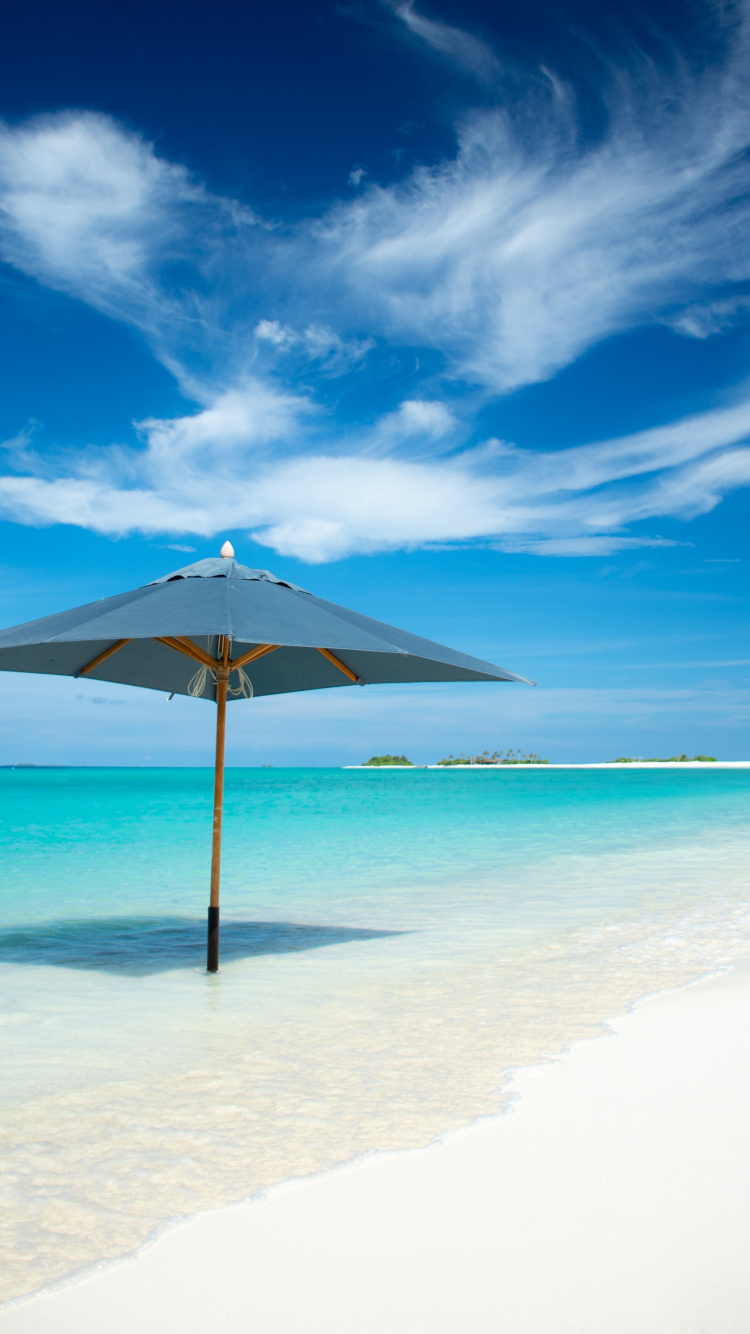 Umbrella, Beach, Tropical Island, Summer, Wallpaper - Summer Wallpaper Iphone X - HD Wallpaper 