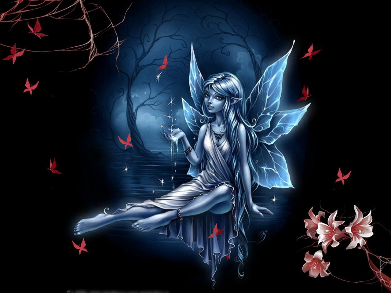 Blue Fairies Backgrounds - HD Wallpaper 