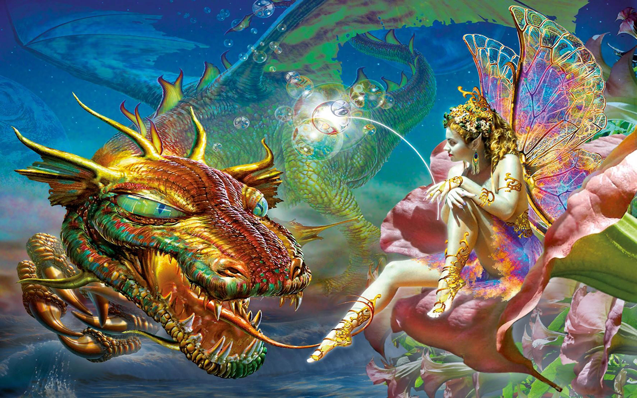 Fairy And The Dragon - HD Wallpaper 