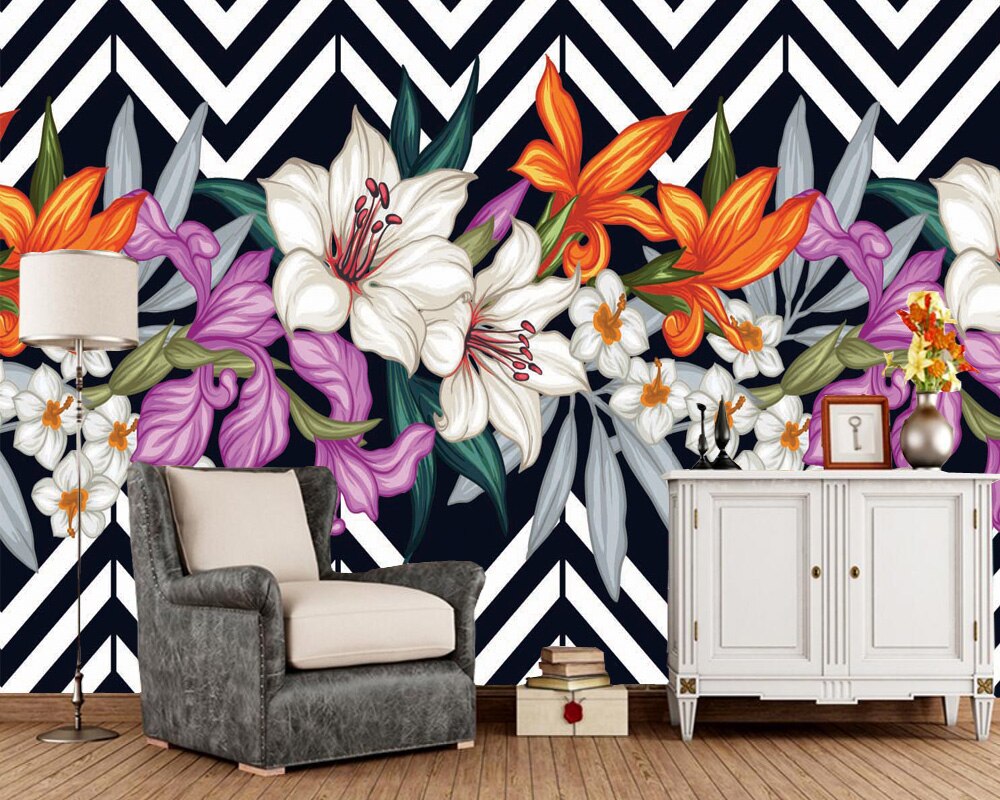 Vector Tropical Leaves Flowers Sea - HD Wallpaper 