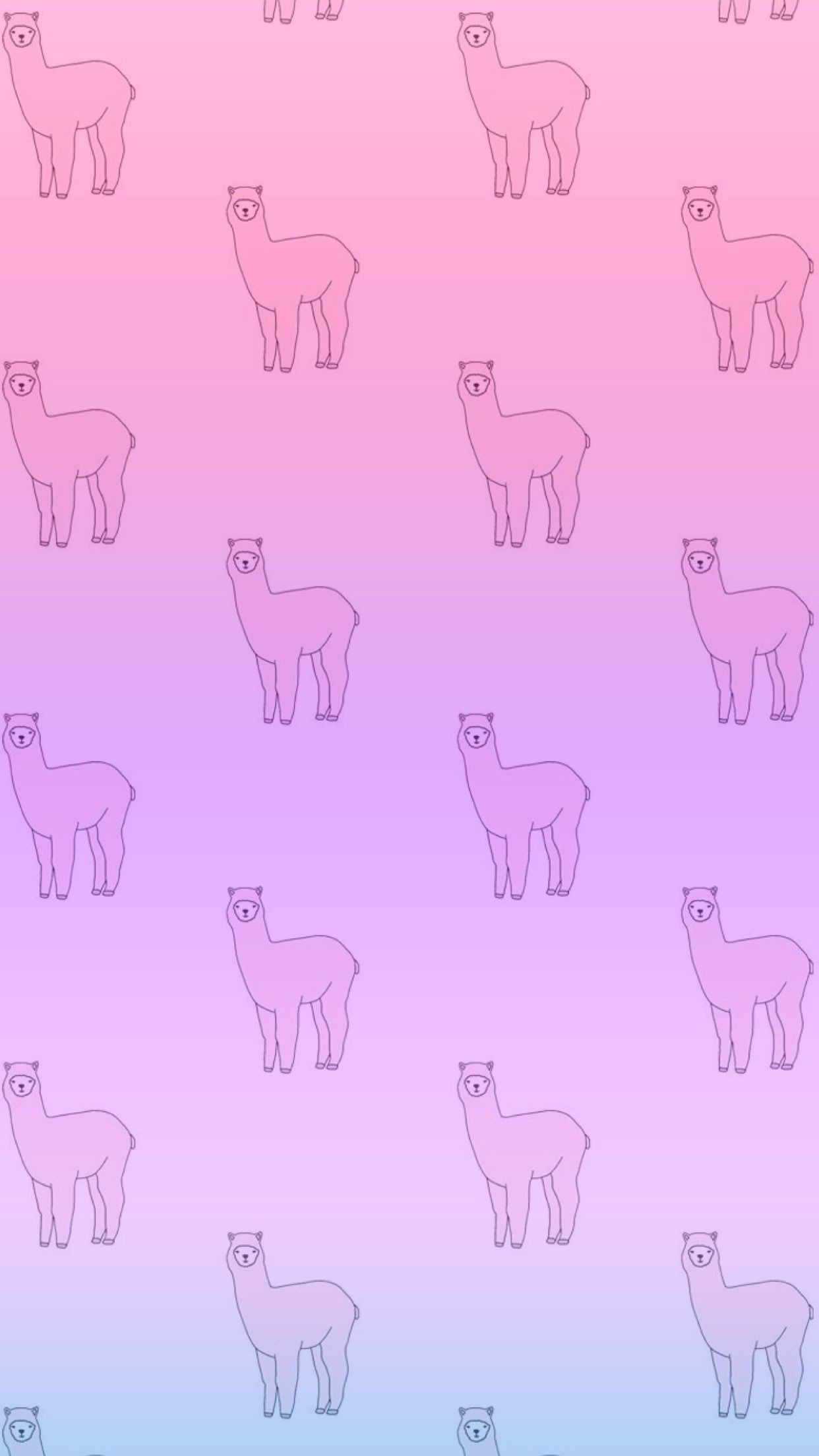 1242x2208, Alpaca, Cute, Pink, Purple, Gradient, Wallpaper, - Llama - HD Wallpaper 