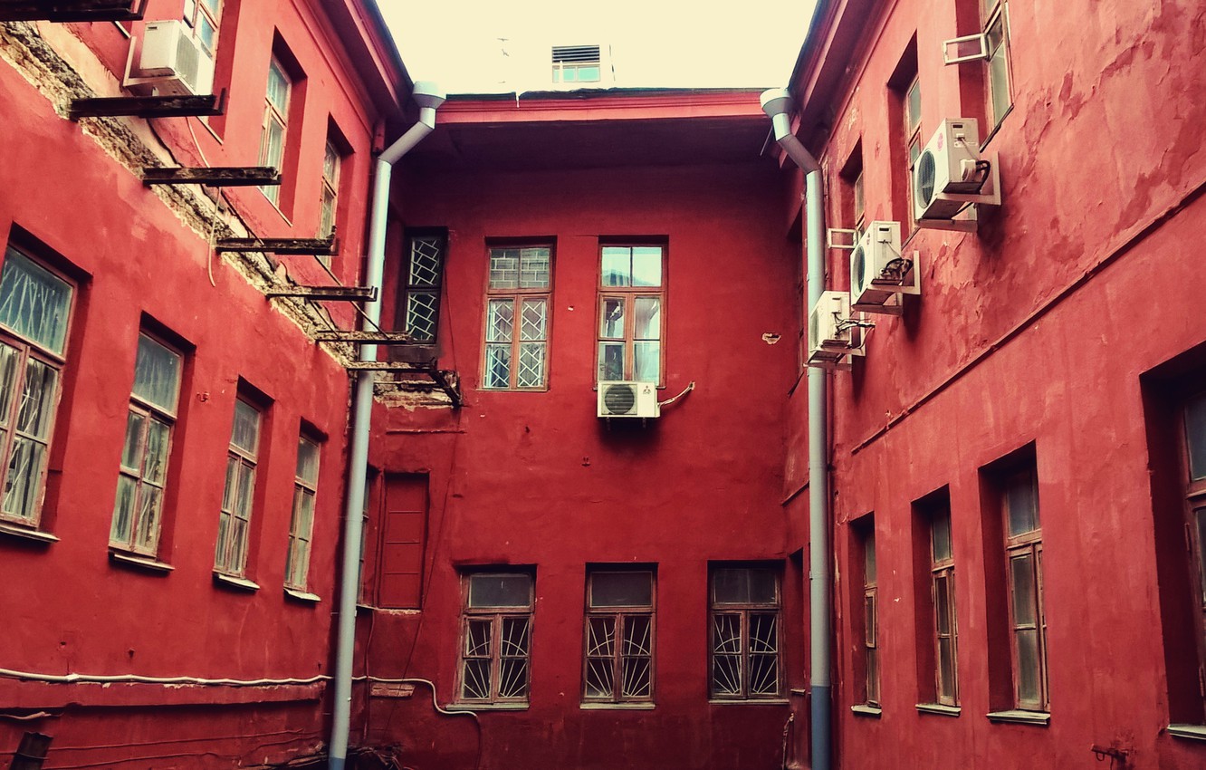 Photo Wallpaper City, House, The Building, Red, Windows, - House - HD Wallpaper 