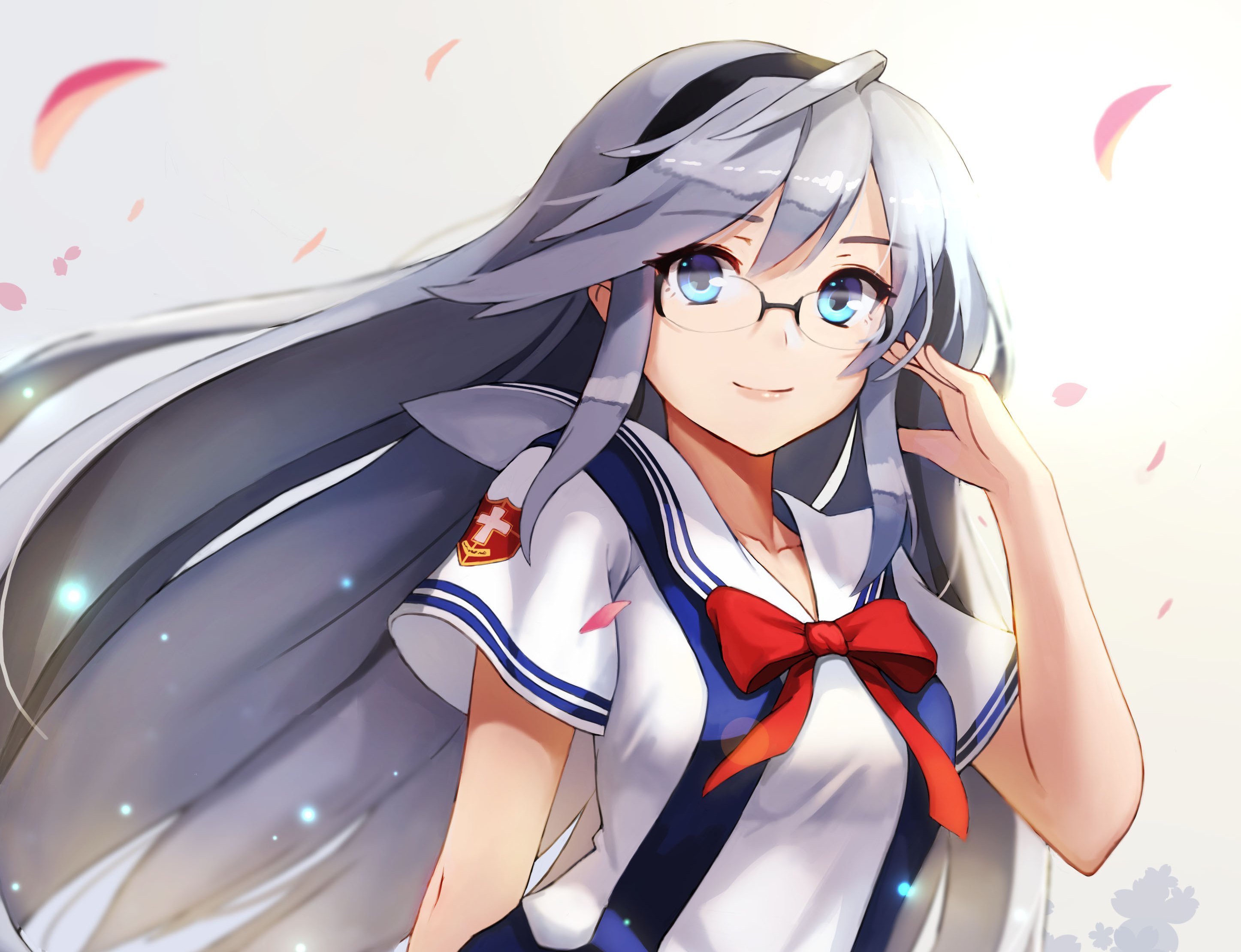 School Girl Anime With Glasses - HD Wallpaper 