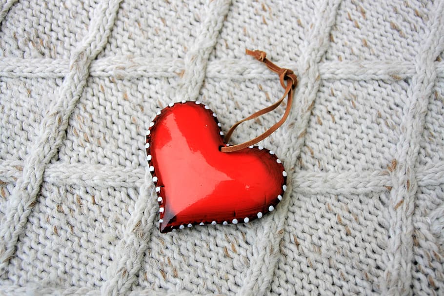 Red, Heart, Wool, Textile, Craft, Art And Craft, No - HD Wallpaper 