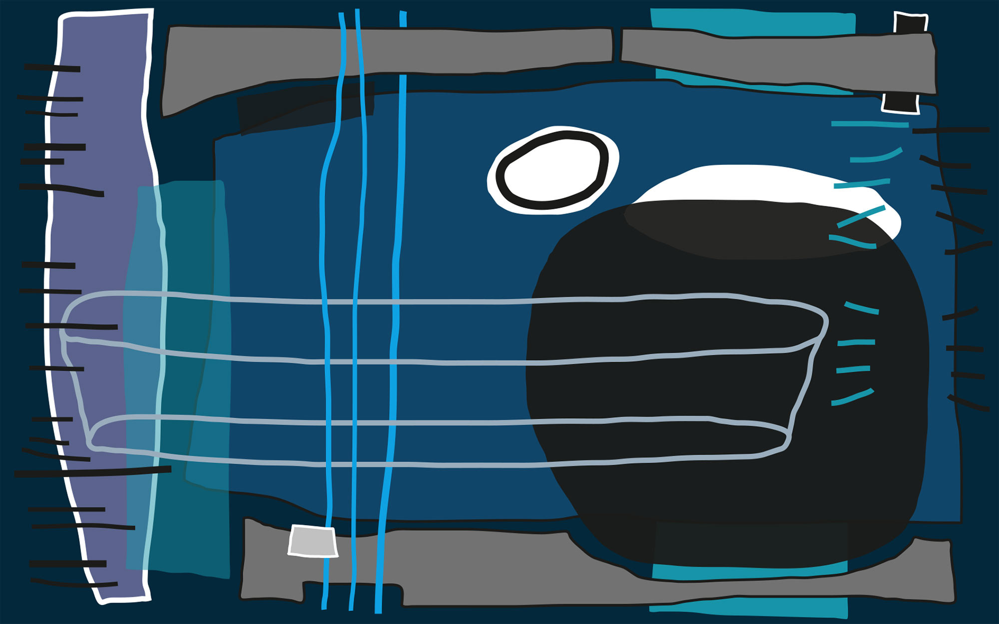 Composition 5 Blue Petrol 
 Title Composition 5 Blue - Illustration - HD Wallpaper 