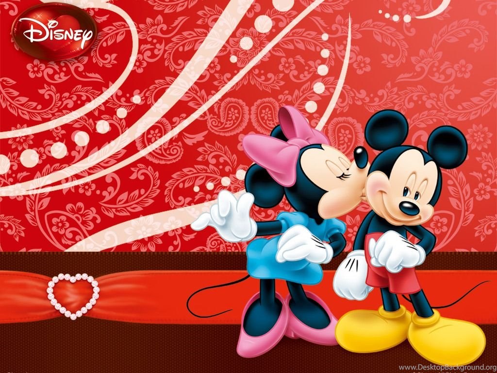 Disney Valentine Desktop Wallpaper - Background Mickey E Minnie - HD Wallpaper 