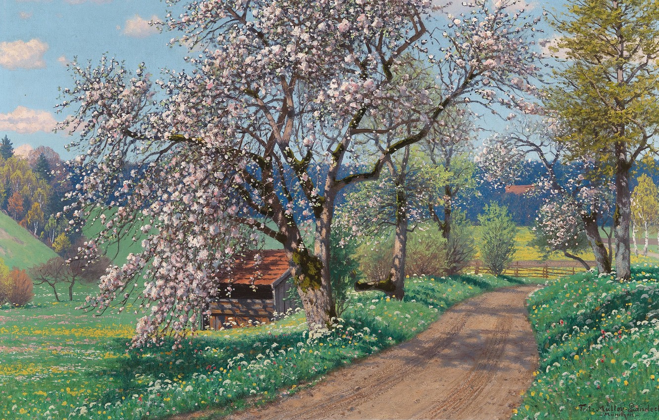 Photo Wallpaper Spring Day, German Painter, German - Painter - HD Wallpaper 