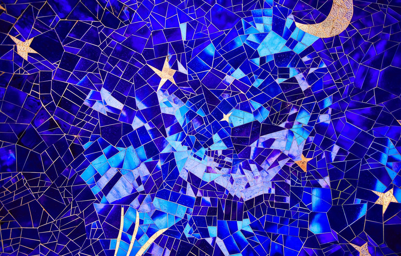 Photo Wallpaper Moon, Blue, Pattern, Stars, Textures, - HD Wallpaper 