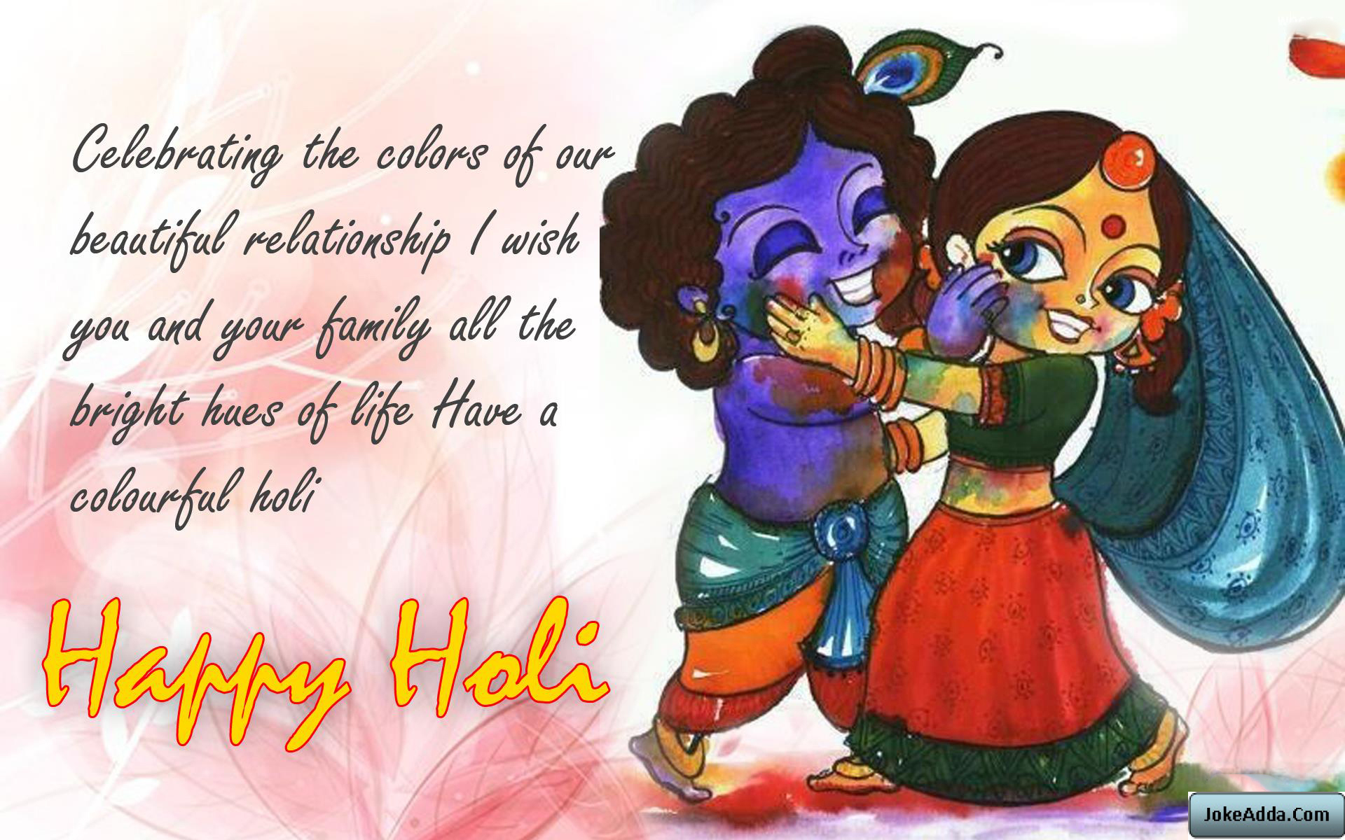 Radha Krishna Happy Holi - HD Wallpaper 