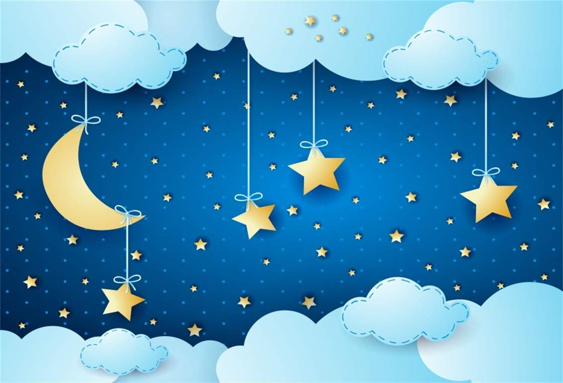 Cute Moon And Stars Background - HD Wallpaper 