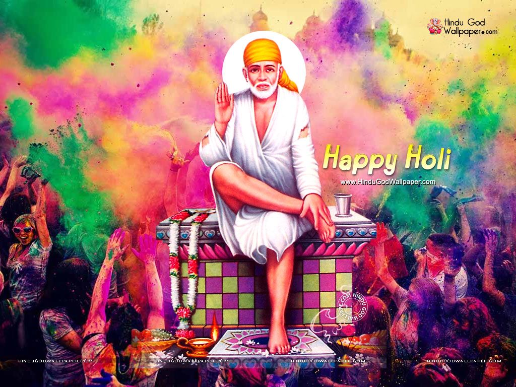 Holi With Sai Baba - HD Wallpaper 