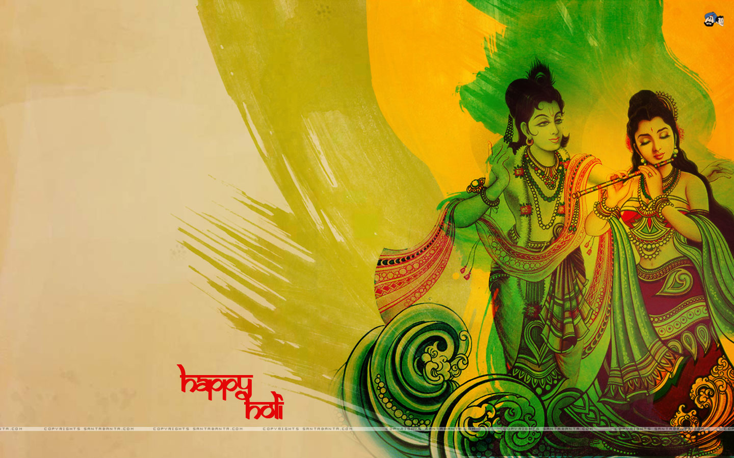 Hd Radha-krishna Spiritual Holi Wallpapers - Cute Radha Krishna Holi - HD Wallpaper 