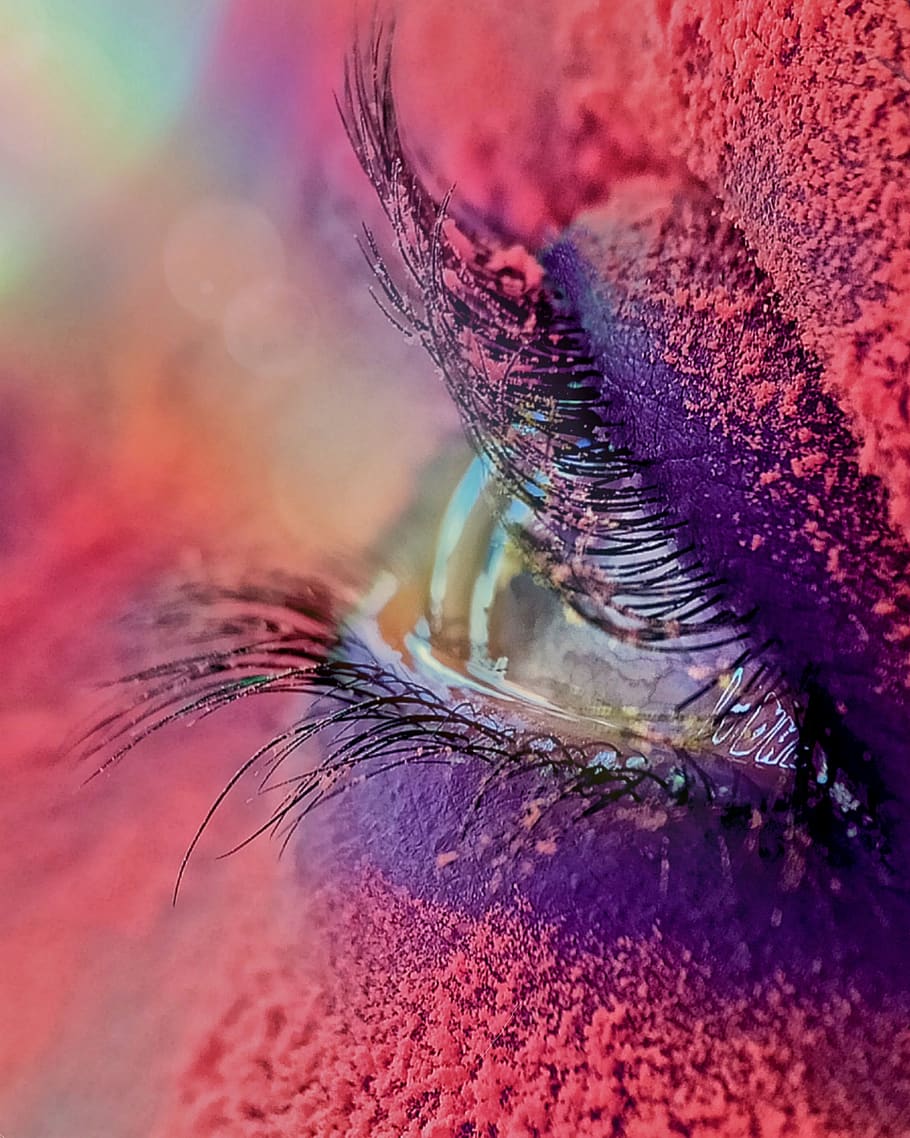 Eyes, Prism, Rainbow, Eyebrows, Neon, Holi, Close-up, - HD Wallpaper 