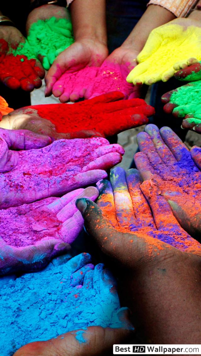 Fête Des Couleurs Inde Main - HD Wallpaper 
