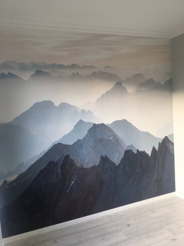 Misty Mountains Wall Painting - HD Wallpaper 