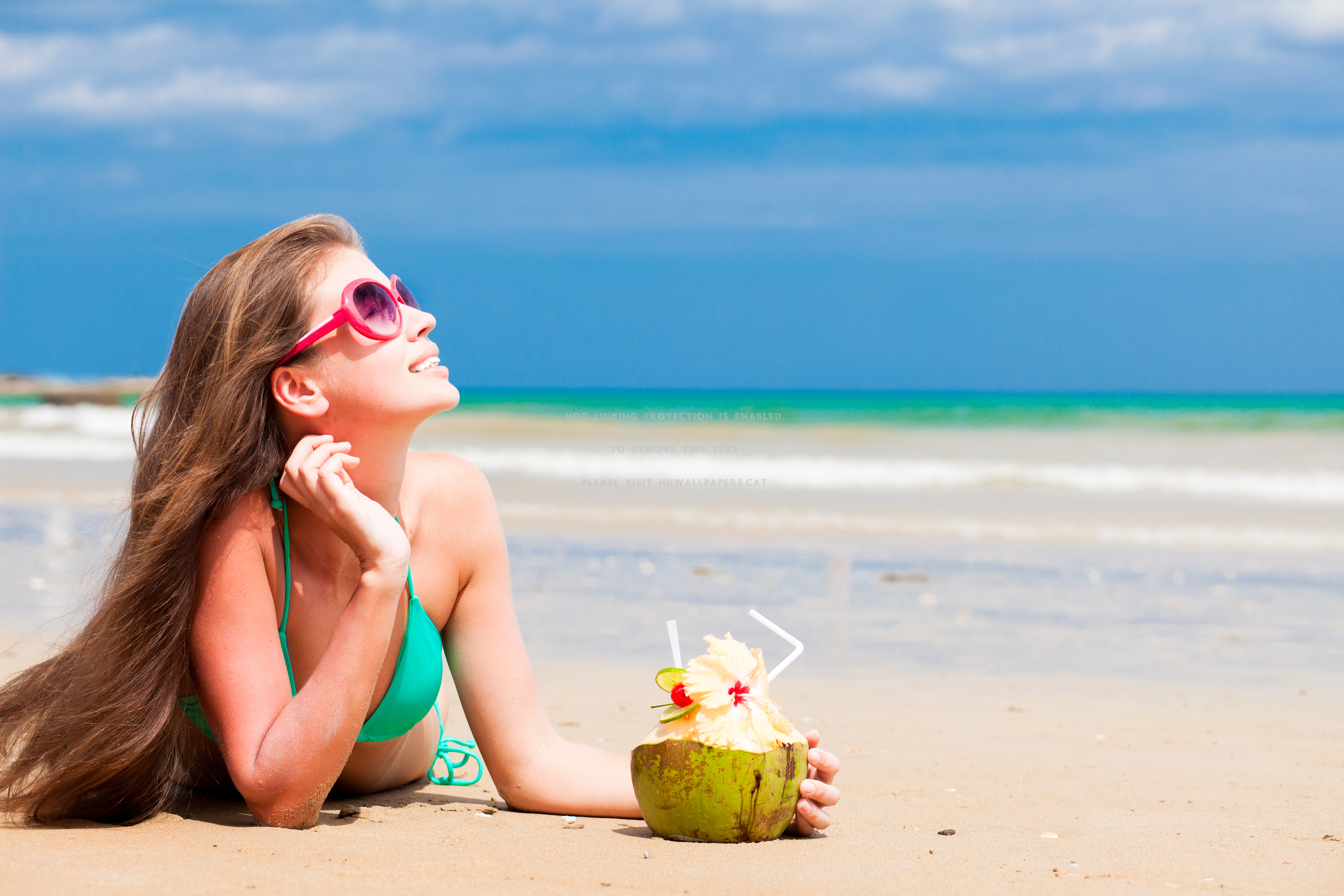 Summer Girl Beach Brown Hair Swimsuit Sand - Bikini - HD Wallpaper 