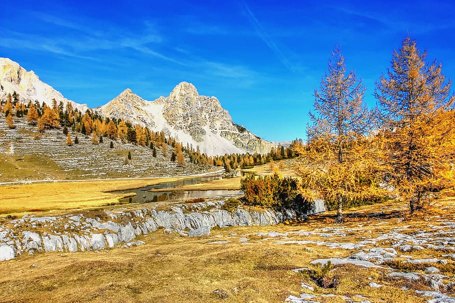 Indian Summer, Fanes, Dolomites, Rock, Mountains, Landscape, - HD Wallpaper 