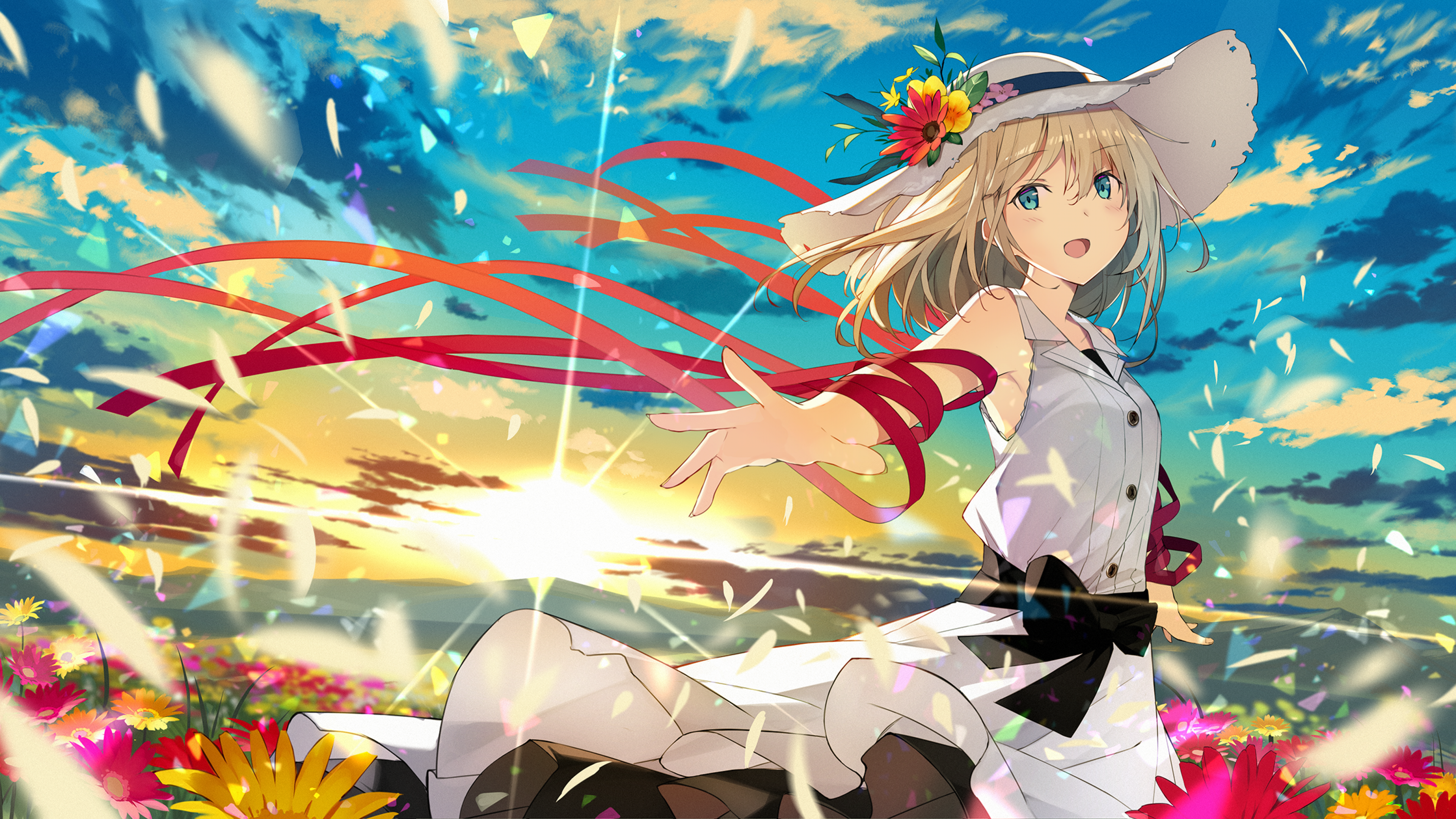 Anime Girl, Colorful, Sunshine, Summer, Clouds, Scenic - 3840x2160 Wallpaper Anime Girl, Colorful, Sunshine, Summer, Clouds, Scenic - 3840x2160 Wallpaper