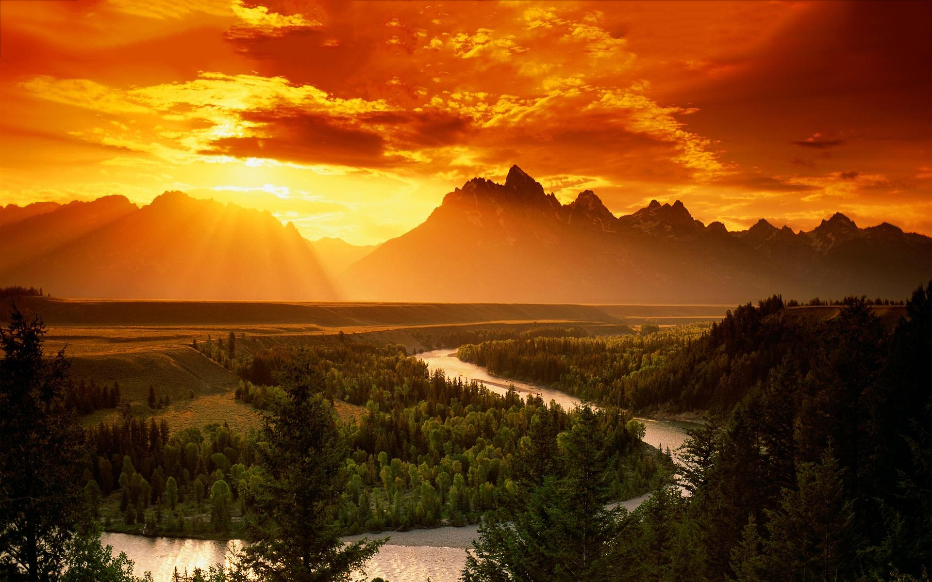 Beautiful Mountain Scenery Sunset - 1920x1200 Wallpaper 