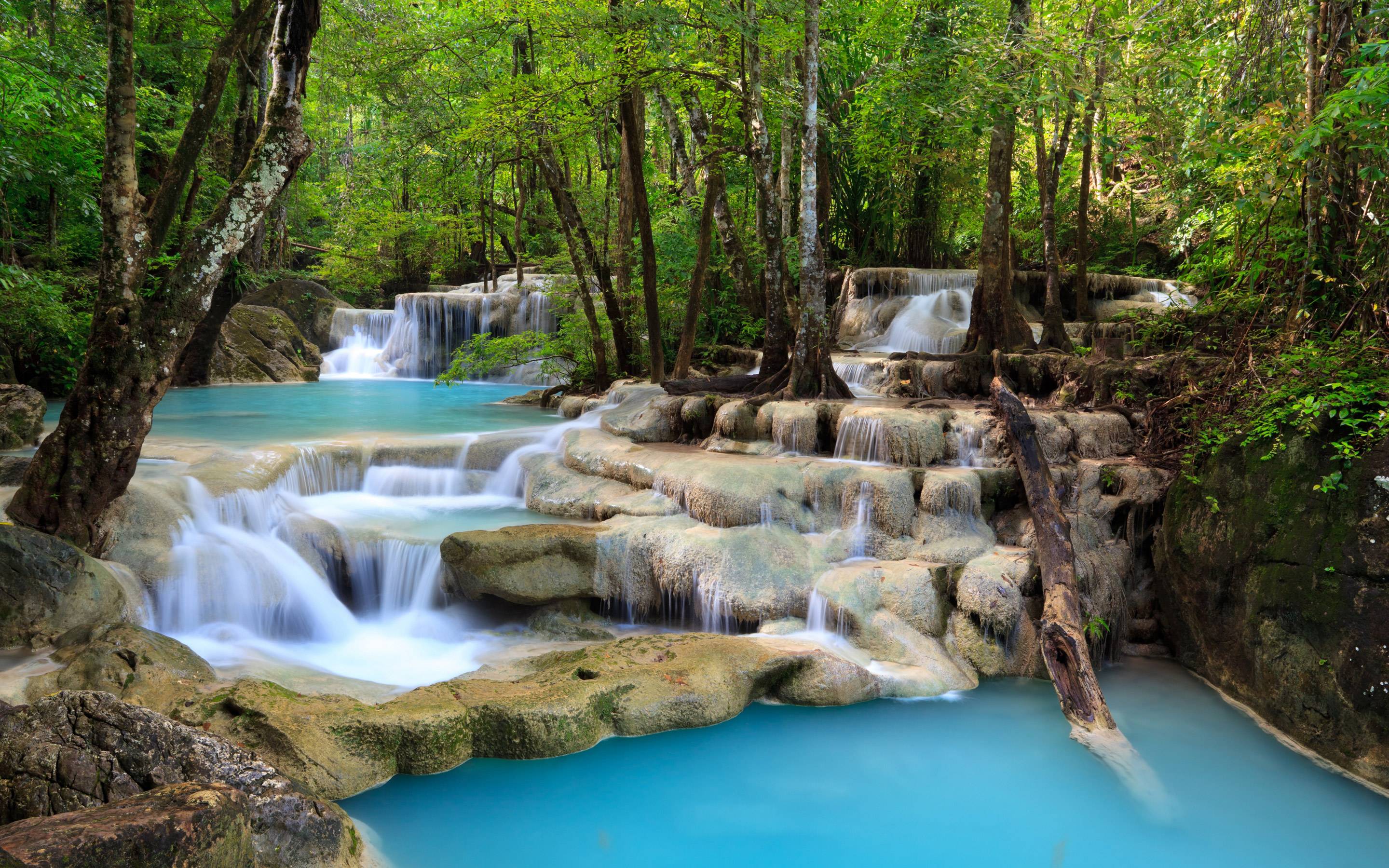 Desktop Scenery Wallpaper - Erawan National Park, Erawan Falls - HD Wallpaper 