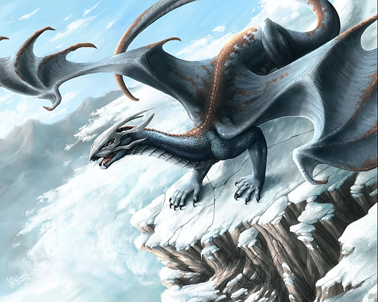 Snow Dragon - HD Wallpaper 