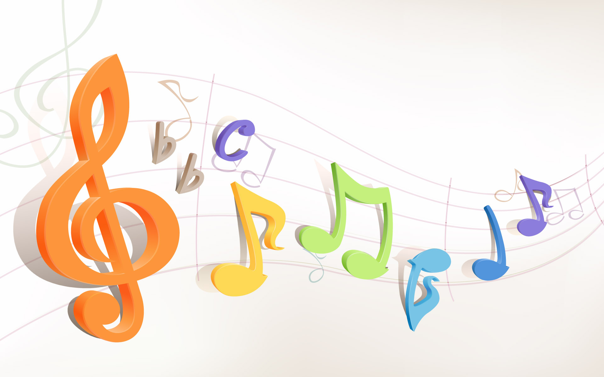 3d Colorful Music Notes - HD Wallpaper 