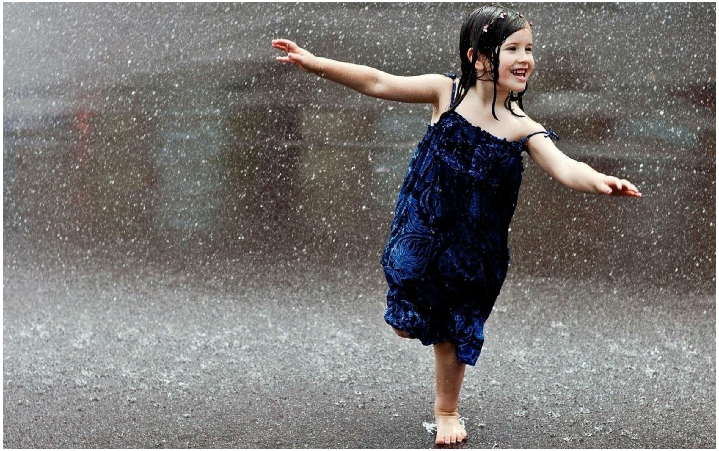 Image For Cute Baby Girl Dance Hq Wallpapers - Cute Baby In Rain - HD Wallpaper 