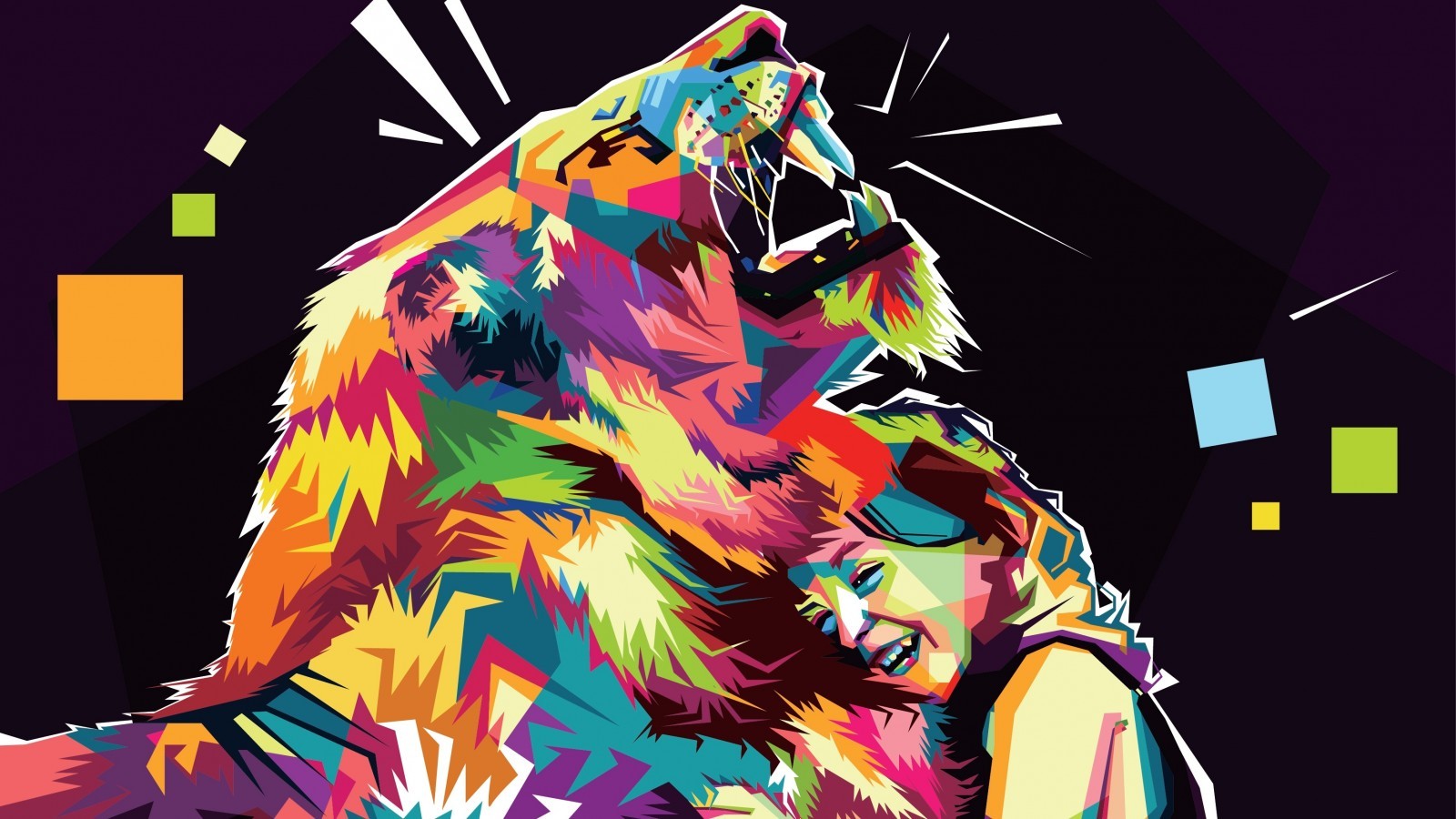 Lion, Artwork, Low Poly, Child - Wallpaper - HD Wallpaper 