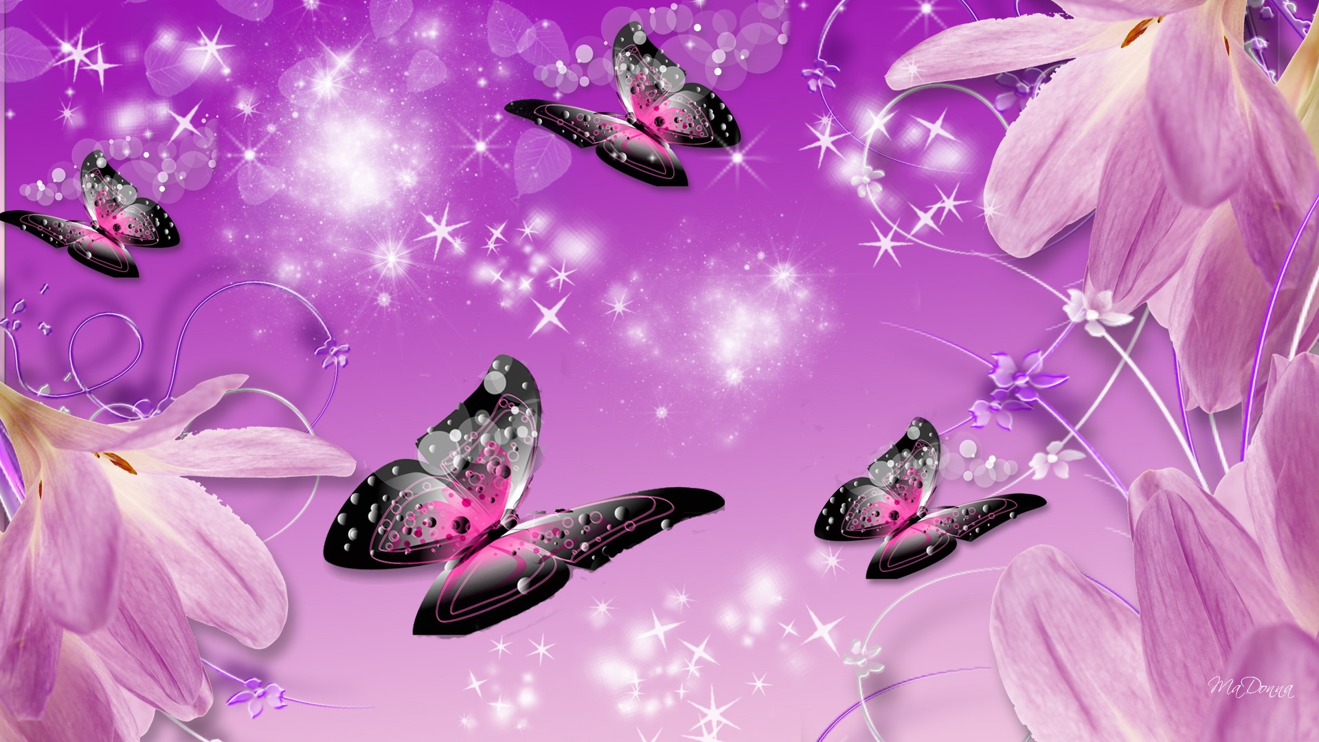 Free Download Purple Butterfly Wallpaper Pink Heart - Light Purple Butterflies With Flower - HD Wallpaper 