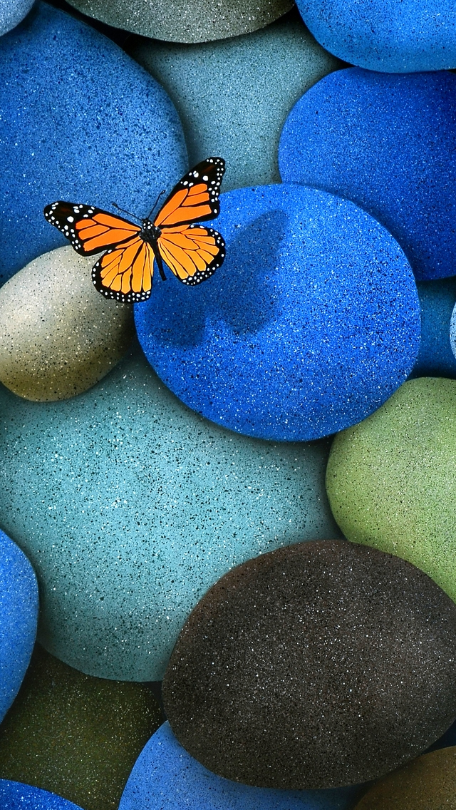 Lonely Butterfly Iphone Wallpaper - Fondos De Piedras De Rio - HD Wallpaper 