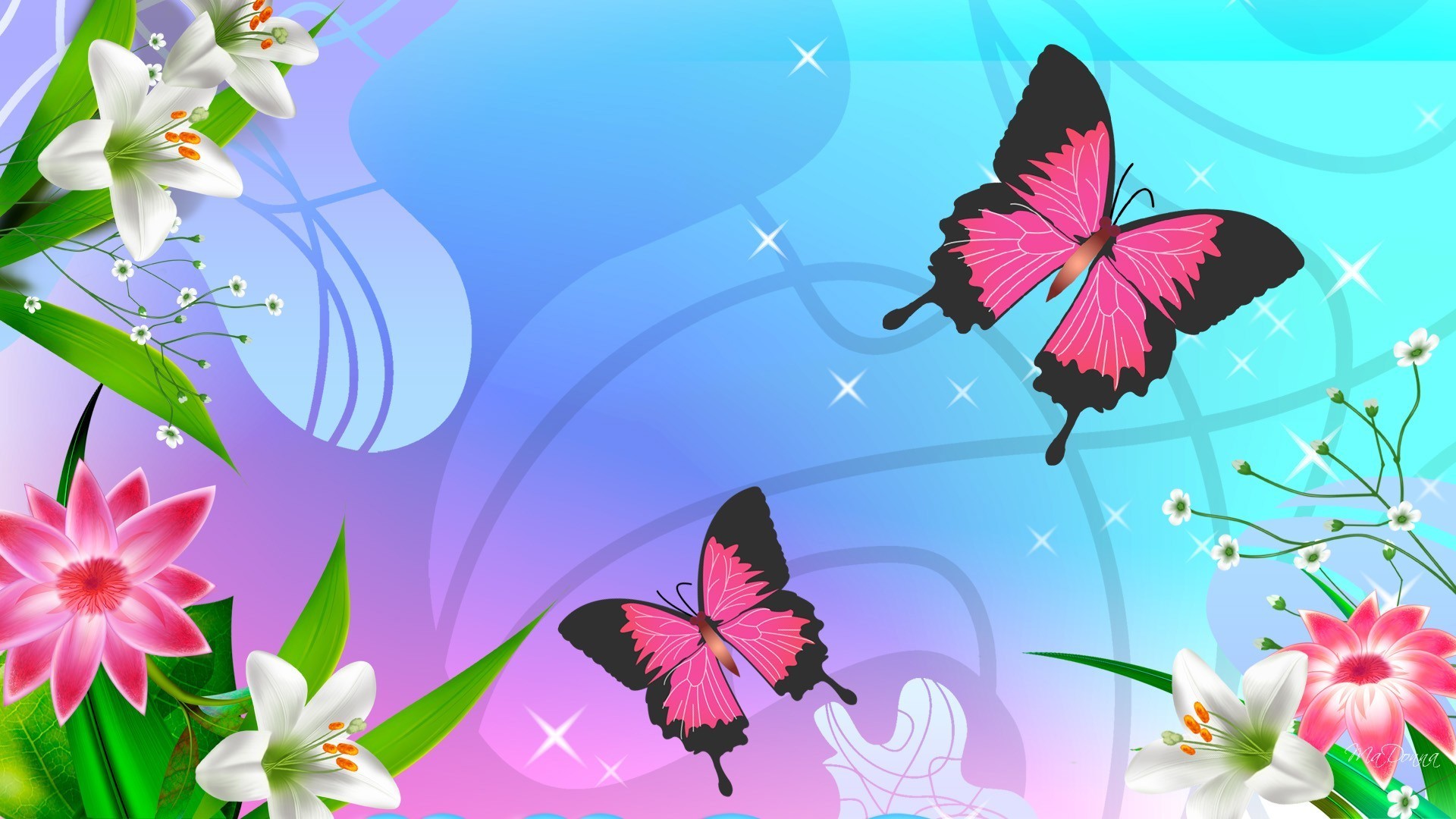Cute Butterfly Wallpaper Pattern Free Vector Download - Background Design Pink Butterfly - HD Wallpaper 