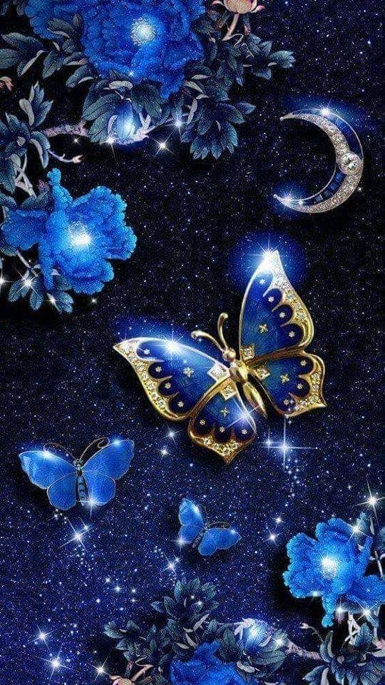 Blue Wallpaper Beautiful Butterfly - HD Wallpaper 