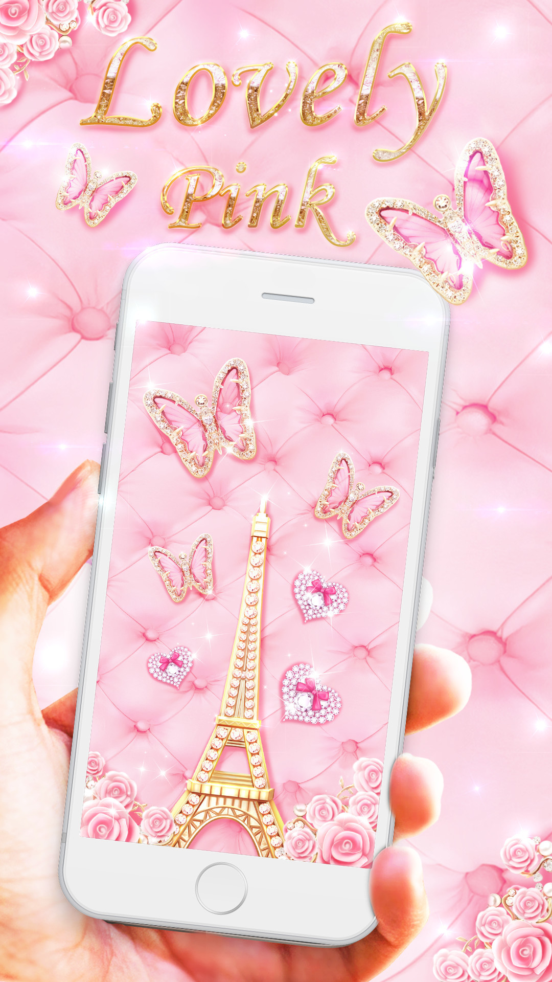 Download 
 Data Src Pink Butterfly Wallpaper For Iphone - Lovely Pink Butterly Live - HD Wallpaper 